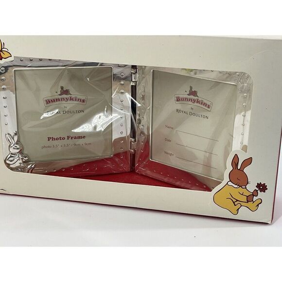 NiB Bunnykins Silver Double Frame by Royal Doulton New In Damaged Box 3.5”x3.5” - Picture 4 of 12